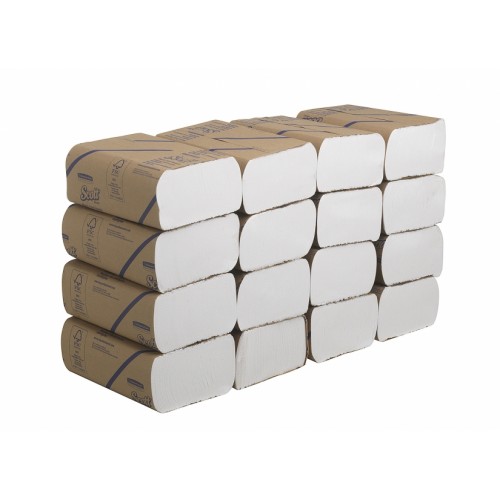 Scott Multi-Fold rankų valymo servetėlės baltos, 1 sl., servetėlė 24x20 cm, pakelyje 250 vnt. Pakuotėje 16 pakelių