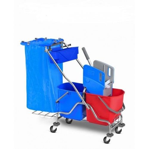 HUNT vežimėlis su dviem kibirėliais 2x25 l, nugręžėju, krepšeliu chemijos priemonėms susidėti ir laikikliu šiukšlių maišui HUNT vežimėlis su dviem kibirėliais 2x25 l, nugręžėju, krepšeliu chemijos priemonėms susidėti ir laikikliu šiukšlių maišui